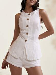 Easelle 2025 New Arrival Summer Women's Bohemian Style Vacation Outfit, White Woven Ladies' Suit Set Office Outfits For Women In Fall/Winter - White - View 1