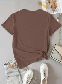 Women Round Neck Short Sleeve T-Shirt, Fashionable & Suitable For Summer, Christmas