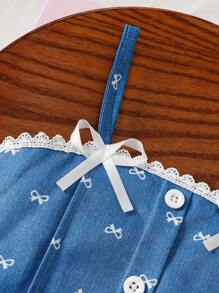 2 Stücke/Set Baby Mädchen Frühling & Sommer eleganter Stil Schleifen-Form Stick-Ärmellos Top & kurzer plissierter Rock - Blau - Übersicht 6