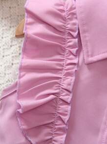 Baby Girls' Ruffle Asymmetrical Cap Sleeve Blouse, Summer - Mauve Purple - View 6