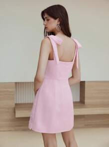 MOTF STUDIO CONTRAST LACE ZIPPER DRESS - Pink - View 3