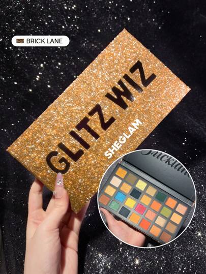 SHEGLAM Glitz Wiz Palette-Brick Lane 28-FäRger Metallic Matt Eyeshadow Palette Neutrala Och Varma Toner Ej Fet Utan Kladd Professionell öGonskugga ÖGonmakeup Kosmetika Eyeshadow MäRke SköNhet Smink Kosmetika FöR Kvinnor Och Flickor Perfekt FöR Vinter Idealisk FöR Y2K Elegant Mode Passande FöR FöDelsedag GåVa Fest Klar BäSt FäRg