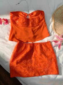 Comfortcana 女士日常两件套服装 - 橘色 - 查看 2