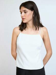 Maija 2025 Summer New White Adjustable Thin Strap Tie Bow Back Lace Up Cute Sleeveless Backless Cami Top, Suitable For Beach Holiday, Urban Commuter, Elegant Modern Casual Party, Picnic, Office Outfit, Graduation Season, St. John's Festival