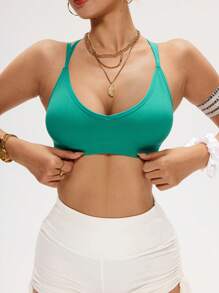 Easithlete 女士无缝运动文胸（绿色） - 綠色 - 查看 4
