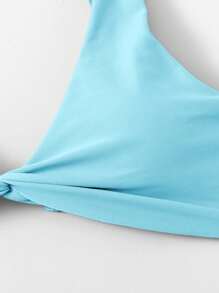 Swim Mod Set bikini solid cu croială înaltă și răsucire pentru vară, bikini de vacanță