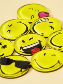 SmileyWorld® | SHEIN 9个一卖 可爱表情冰箱贴 彩色磁铁适用于白板、橱柜、储物柜 树脂笑脸装饰磁铁适用于教室、厨房、办公室 - 黃色 - 查看 4