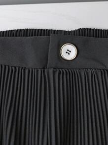 Regalyn Pantalones cortos casuales de talla grande con decoración de botones de unicolor para el verano