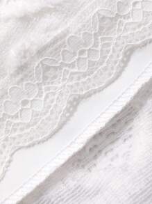 DAZY Elastic Waist Lace Long White Elegant A-Line Skirt For Women - White - View 3