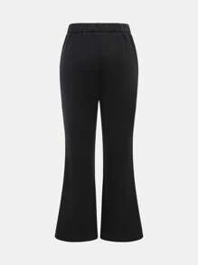 SHEIN Tween Girls' Casual Solid Color Thermal Lined Long Knit Sweatpants, Warm For Sports