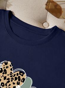 INAWLY Camiseta de verano informal de talla grande con cuello redondo y manga corta con gráfico de corazón