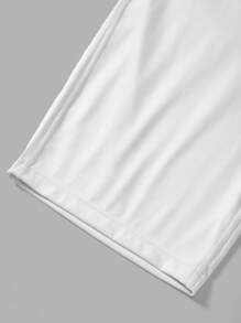 SHEIN BASICS Plus Size Plain Knit Leisure Sports Tight Shorts , Biker Shorts - White - View 4