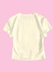 SHEIN 青少年女孩海星印花圆领短袖休闲T恤，适合夏季