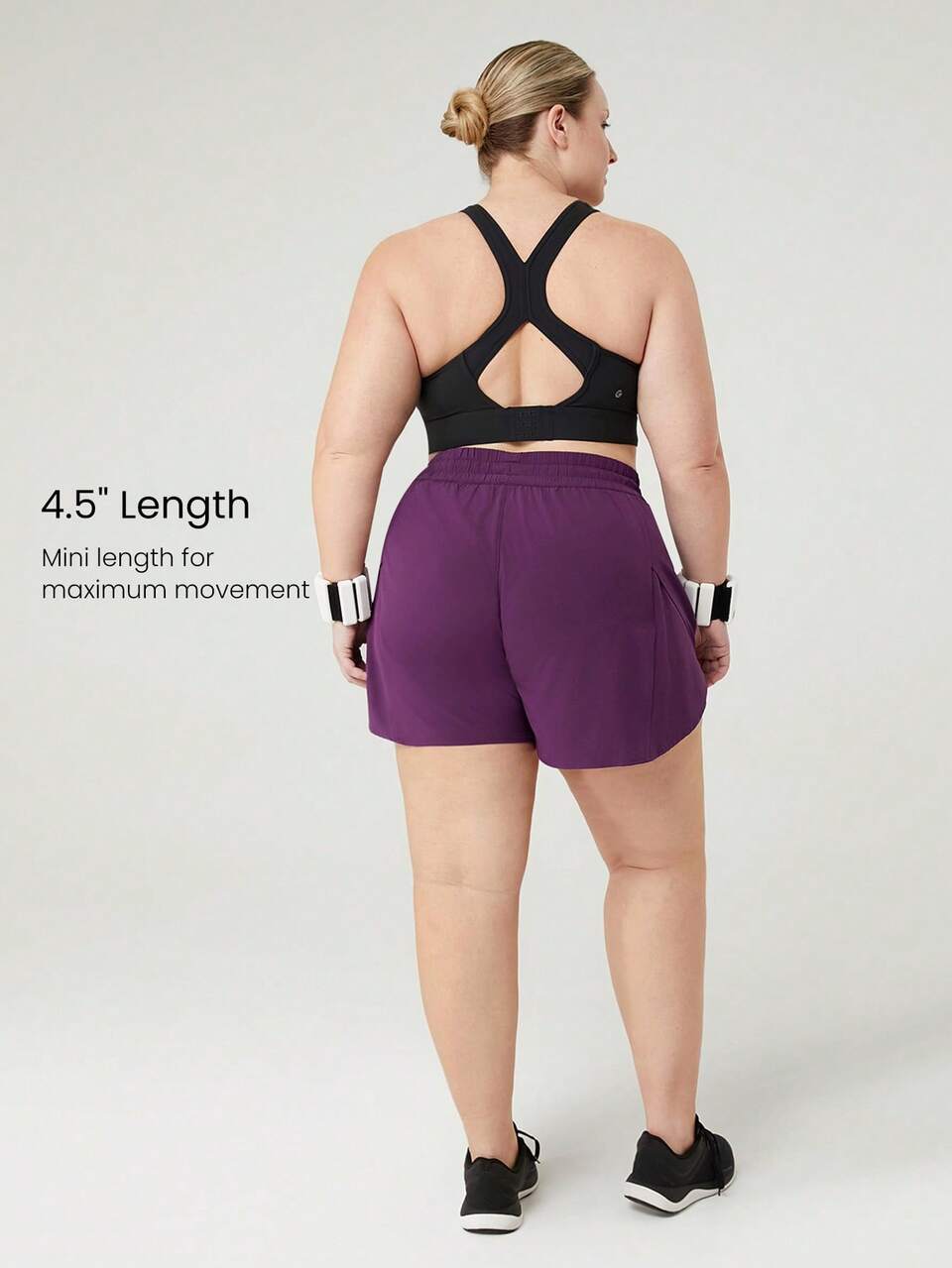4.5" Plus Size VitalSwift Adjustable Drawstring Waist Double Layer Sports Shorts With Built-In Shorts Running Gym Workout