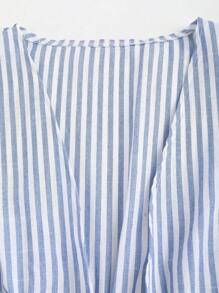 Gestreiftes Bluse mit Gürtel in Große Größen für Damen - Blau - Übersicht 4
