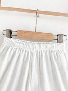 Loomiva 少女蕾丝边针织短裤，休闲外出及度假，春夏季 - 白色 - 查看 4