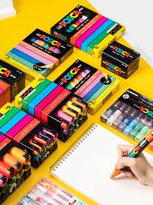 SHEIN Set di pennarelli per pittura UNI POSCA, confezione nuova PC-1M 3M 5M, colori a base d'acqua permanenti, pennarelli in acrilico per graffiti, forniture per l'arte, decorazione della stanza, decorazione per festival, decorazione per la casa, decorazione del bagno, ritorno a scuola