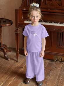 DAZY 2pcs Young Girl Girls Autumn Outfit Sets - Purple - View 4