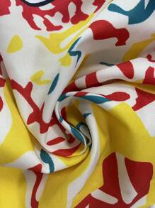 Chiquease 女士优雅法式深V领宽肩带印花上衣，夏季新款 - 黃色 - 查看 4