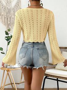 Breezaya Cárdigan de manga larga de unicolor para mujer, a la moda para el verano