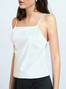Maija 2025 Summer New White Adjustable Thin Strap Tie Bow Back Lace Up Cute Sleeveless Backless Cami Top, Suitable For Beach Holiday, Urban Commuter, Elegant Modern Casual Party, Picnic, Office Outfit, Graduation Season, St. John's Festival