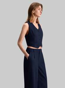 Ontre Bộ vest và quần âu công sở cổ điển mùa thu 2025 mới, phong cách tối giản, thời trang hiện đại, giản dị - Màu xanh hải quân - Xem 7