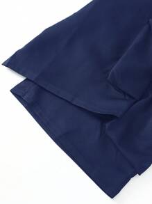 Manfinity Homme Plus Size Men's Drawstring Waist Zipper Pockets Loose Casual Shorts - Navy Blue - View 6