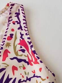 Chiquease French Elegant Deep V-Neck Wide Strap Print Top, Summer New Ladies Tank Top - Hot Pink - View 6