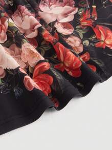 SHEIN MOD Vestido de talla grande con estampado y lazo de moño, vestido con estilo retro de palacio