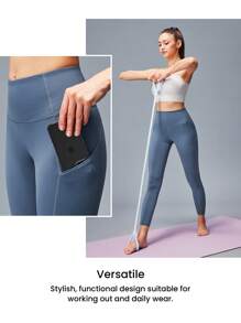 LUVLETTE 女式休闲纯色高腰优雅踝长运动基本款裤子蓝色活力健身紧身裤 - 霧霾藍 - 查看 11