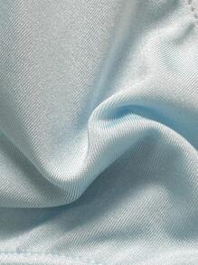 Swim Mod Conjunto de bikini de 2 piezas para mujer de verano, de unicolor, sin tirantes, con decoración metálica y atar