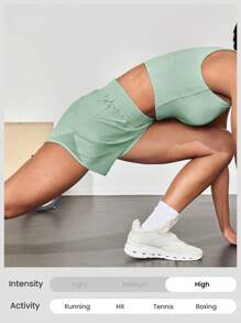 GLOWMODE Quần short chạy bộ RefreshRun 4" VitalSwift quần chạy bộ phản quang siêu nhẹ, cạp vừa, nhanh khô, có dây rút, quần lót chống mùi tích hợp, túi khóa kéo, tập luyện chạy bộ cường độ cao - Xanh lá cây Mù sương - Xem 7