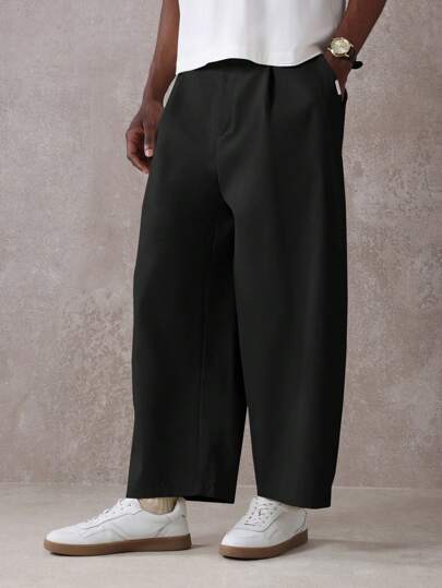 SUMWON 设计师款阔腿斜纹布裤休闲商务专业办公室装高档宽松正装长裤秋冬系列