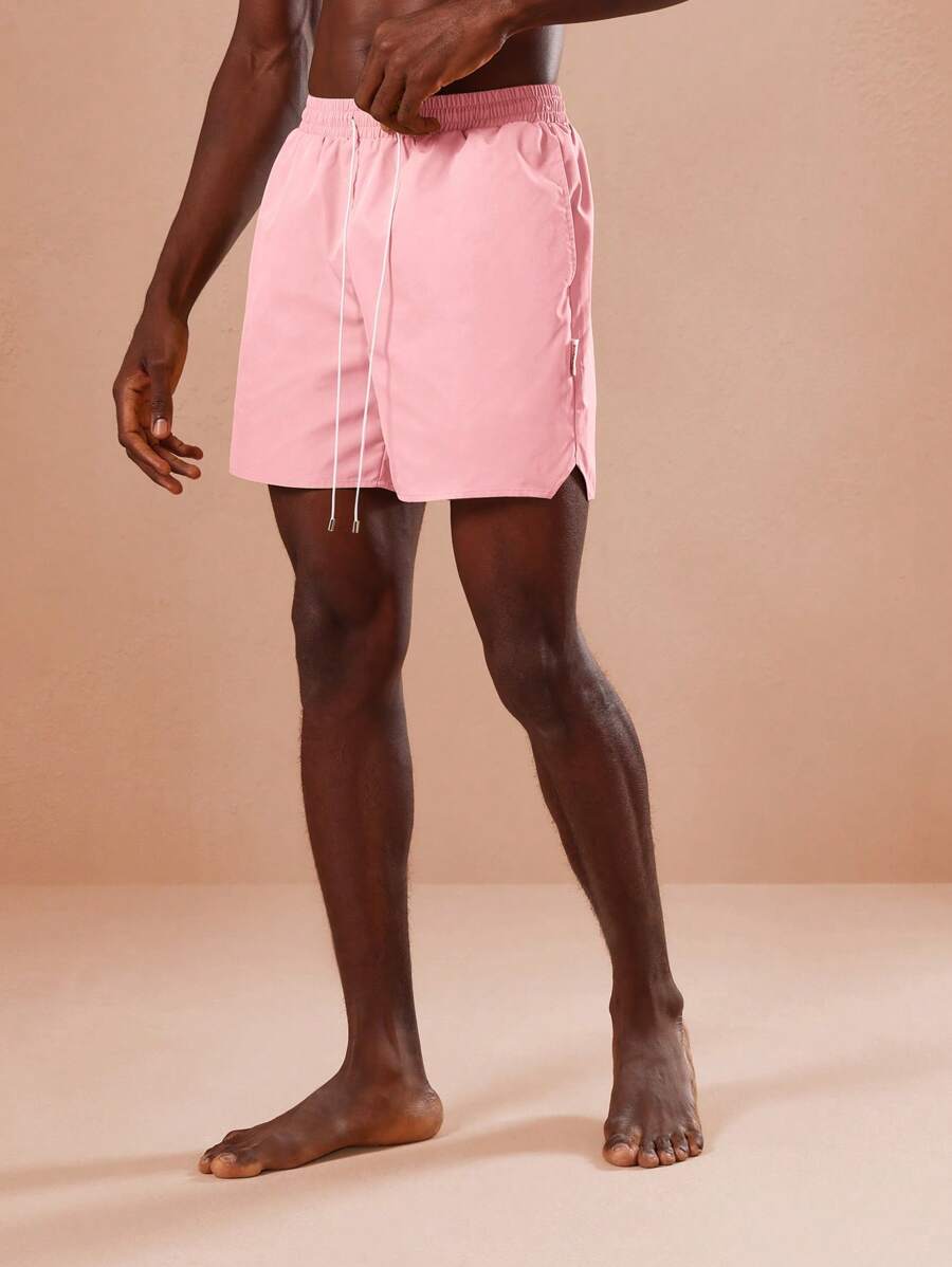 SUMWON Regular Fit Quick Drying Beach Shorts Swimming Trunks With Side Slits Perfect For Summer Pool Beach Athletic Sports - Pink - View 1