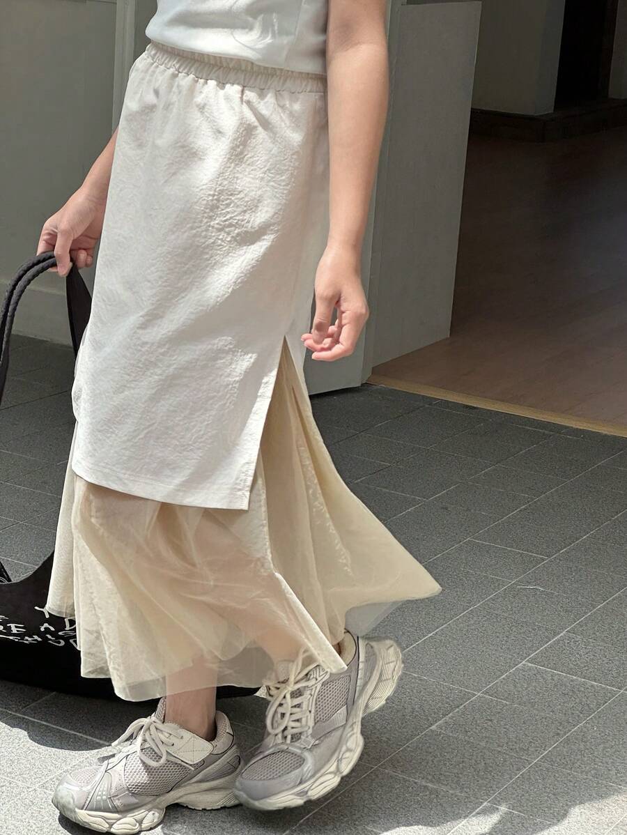 DAZY 女童双层网眼裙，秋季，返校服装