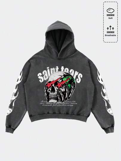 Street Life Herren Gewaschenene kurze Crop Pullover Sweatshirt, Streetwear Stil