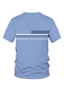Manfinity Homme Plus Size Men's Casual Striped Print T-Shirt, Summer - Multicolor - View 3