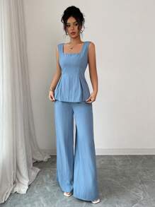 Selianne Women Two Pieces Outfits For Daily Wear - Blue - View 4