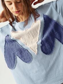 Bohemela 1 件大码休闲纯色针织短袖圆领宽松水洗 T 恤