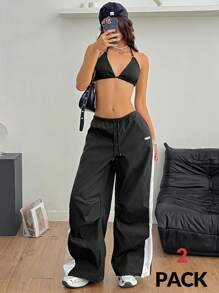 Coolane Trang phục đi biển mùa hè cho nữ, trang phục dạo phố, bikini chắp vá nóng bỏng và quần túi hộp hai mảnh, trang phục lễ hội Rave - màu đen - Xem 6