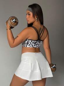 Easithlete Plus Size Fashionable Leopard Print Sports Bra - Multicolor - View 7