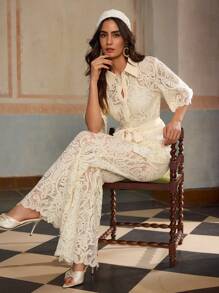 ZEYLAH Conjunto de dos piezas para mujer para uso diario - Beis - Ver 7