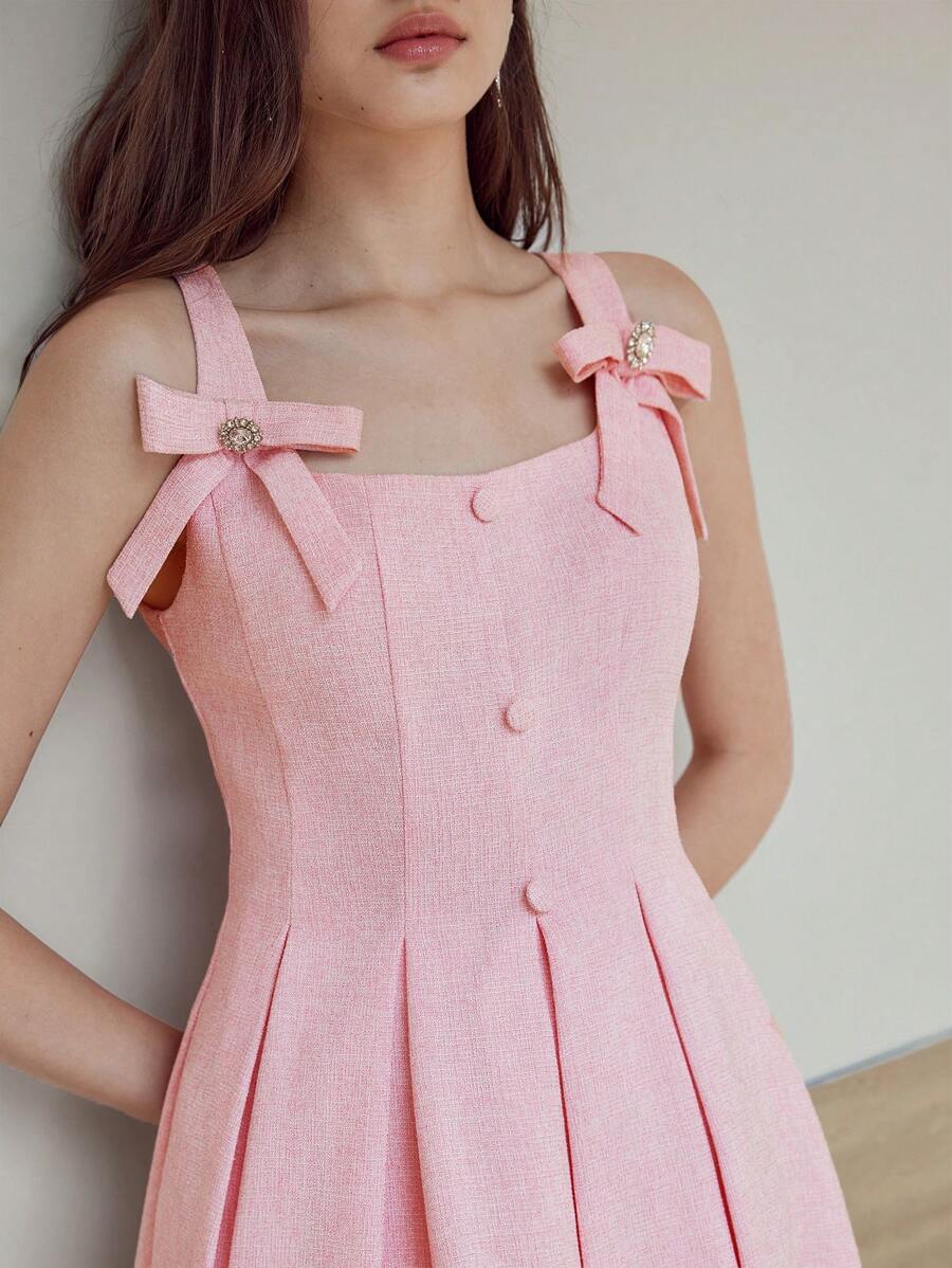 MOTF STUDIO BOW DETAIL FOLD PLEATED DRESS - Pink - View 2