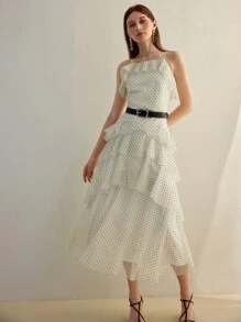 MOTF STUDIO POLKA DOT TIERED LAYER DRESS - Apricot - View 1