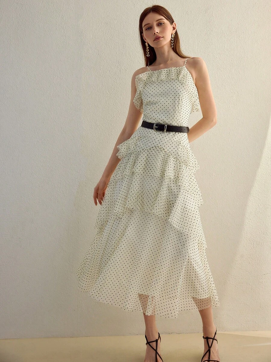 MOTF STUDIO POLKA DOT TIERED LAYER DRESS - Apricot - View 1