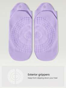 GLOWMODE 3 Pairs Socks Walk A Mile Soft Ventilated Mesh Grip Studio Workout Daily Gym - Lilac Purple - View 2