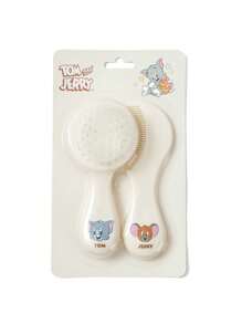 TOM & JERRY X SHEIN 2pcs Soft Hair Brush And Comb Set,Gently Removes Hair Tangles, Preventing Cradle Cap While Keeping Baby's Soft Spot Protected