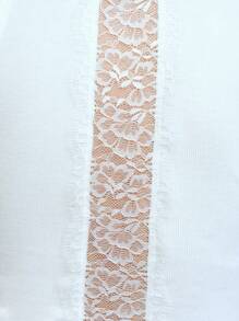 Maija 2025 年夏季新款女式 U 领露背性感蕾丝拼接细罗纹针织可调节肩带背心，优雅通勤、日常、浪漫、休闲、海滩、派对、婚礼嘉宾、音乐节、独立日、毕业典礼、可爱衬衫 - 白色 - 查看 7