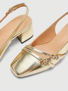 CUCCOO BIZCHIC 女士时尚金色踝带经典低跟平底鞋 - 金色 - 查看 7