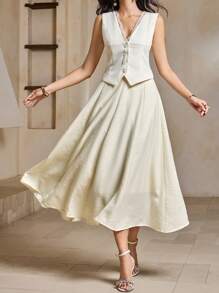 DAZY Women Two Pieces Outfits For Daily Wear - Beige - View 1